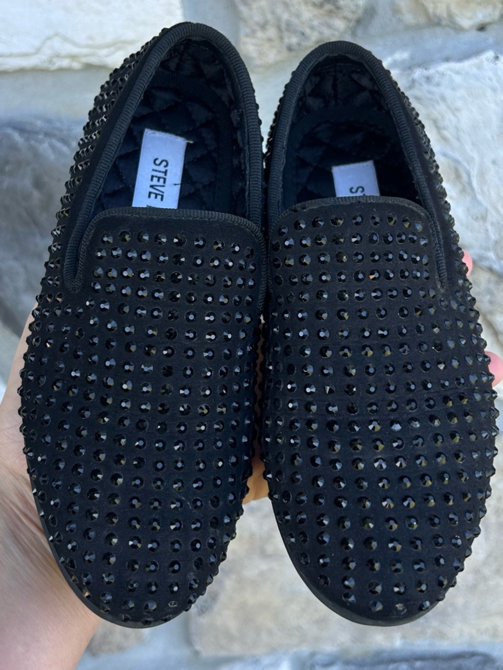 Steve Madden Little Boys Rhinestone Loafers Size 12 Black Dressy Formal Trendy - Picture 2 of 7